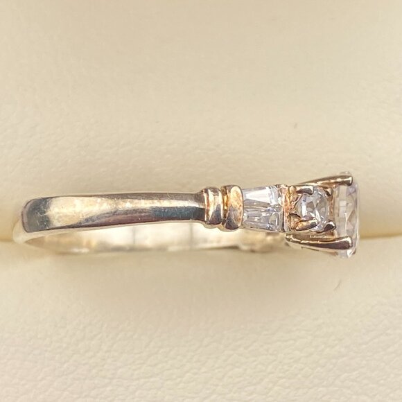 Vtg Royal 925 PD Crown Signed C Z Sterling Silver Ring Size 8 Luxury Engagement - Picture 5 of 14